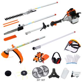 12 in 1 Multi-Functional Trimming Tool, 52CC 2-Cycle Garden Tool System with Gas Pole Saw, Hedge Trimmer, Grass Trimmer, and Brush Cutter EPA Complian