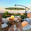 10 ft Outdoor Patio Umbrella Solar Powered LED Lighted Sun Shade Market Waterproof 8 Ribs Umbrella with Crank and Cross Base for Garden Deck Backyard