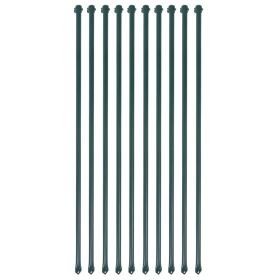 Garden Posts 10 pcs 39.4" Metal Green