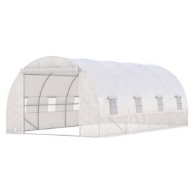 19' x 10' x 7 Steel Frame Walk-In Tunnel Greenhouse Garden Warm House- White-AS