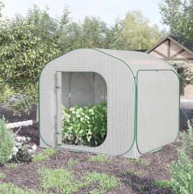 7' x 7' x 6' Garden Portable Pop Up Greenhouse with Side Door & Portable Zipper Bag for Plants & Vegetables White