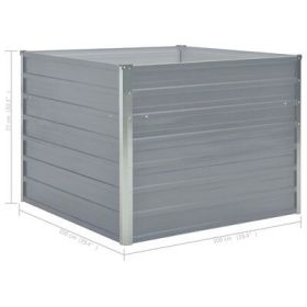 Raised Garden Bed 39.4"x39.4"x30.3" Galvanized Steel Gray