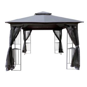 10x10 Outdoor Patio Gazebo Canopy Tent With Ventilated Double Roof And Mosquito net(Detachable Mesh Screen On All Sides),Suitable for Lawn, Garden, Ba