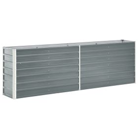 Garden Raised Bed Galvanized Steel 94.5"x15.7"x30.3" Gray