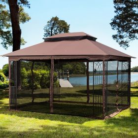 13x10 Outdoor Patio Gazebo Canopy Tent With Ventilated Double Roof And Mosquito net(Detachable Mesh Screen On All Sides),Suitable for Lawn, Garden, Ba