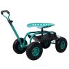 Rolling Garden Scooter Garden Cart Seat with Wheels and Tool Tray; 360 Swivel Seat; Green