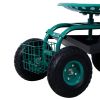 Rolling Garden Scooter Garden Cart Seat with Wheels and Tool Tray; 360 Swivel Seat; Green