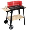 85*42*86cm Four Legs With Wheels Square Enamel Charcoal Oven Black Red