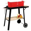 85*42*86cm Four Legs With Wheels Square Enamel Charcoal Oven Black Red