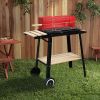 85*42*86cm Four Legs With Wheels Square Enamel Charcoal Oven Black Red