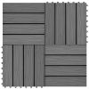 11 pcs Decking Tiles Deep Embossed WPC 12"x12" 1 sqm Gray-AS