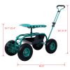 Rolling Garden Scooter Garden Cart Seat with Wheels and Tool Tray; 360 Swivel Seat; Green