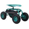 Rolling Garden Scooter Garden Cart Seat with Wheels and Tool Tray; 360 Swivel Seat; Green