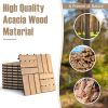 10 Pieces 12 x 12 Inch Acacia Wood Interlocking Check Deck Tiles