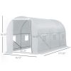 Walk-In Tunnel Greenhouse, Large Garden Hot House Kit with 6 Roll-up Windows & Roll Up Door 15' x 7' x 7' -AS