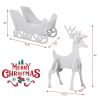 2 Deer Pulls 1 Sled PVC Garden Elk Decoration White