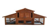 Garden Backyad 2-layer Large Wooden Outdoor Rabbit Hutch Chicken Coop with Doors, Tray, Asphalt Roof