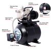 1.6HP Shallow Well Pump with Pressure Tank,garden water pump, Irrigation Pump,Automatic Water Booster Pump for Home Garden Lawn Farm, stainless steel