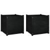 Garden Planters 2 pcs Black 23.6"x23.6"x23.6" Solid Wood Pine