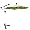 10 ft Outdoor Patio Umbrella Solar Powered LED Lighted Sun Shade Market Waterproof 8 Ribs Umbrella with Crank and Cross Base for Garden Deck Backyard