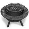 38in Metal Fire Pit with Cooking Grates Black