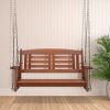 112*53*52cm 500lbs With Chain Double Wooden Swing Reddish Brown