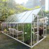 8' W x 16' D Walk-in Polycarbonate Greenhouse with Roof Vent, Sliding Doors, Aluminum Hobby Hot House for Outdoor Garden Backyard