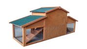 Garden Backyad 2-layer Large Wooden Outdoor Rabbit Hutch Chicken Coop with Doors, Tray, Asphalt Roof