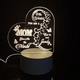 Creative 3D Night Heart Shaped Blessing Language USB Small Table Lamp (Option: Color28-Monochrome USB)