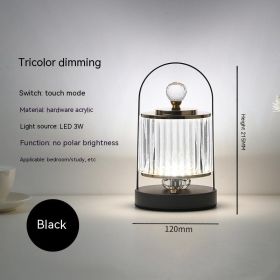 Metal Table Lamp Outdoor Camping Portable (Option: B Black-USB)