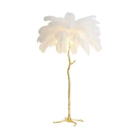 Decorative Resin Feather Floor Lamp For Living Room And Bedroom (Option: White-US)