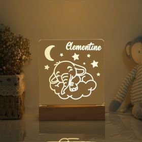 LED Bedside Lamp Children's Cartoon (Option: Elephant1-Seven colors of the spectrum-USB)