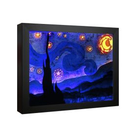 3D Light And Shadow Paper-cut Lamp Desktop Decoration (Option: Starry Sky-Black Frame)