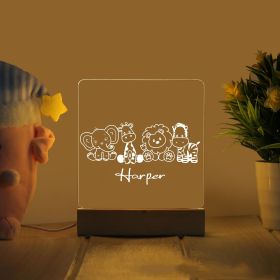 LED Bedside Lamp Children's Cartoon (Option: Animal World-Seven colors of the spectrum-USB)