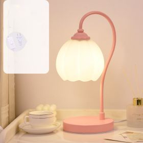 Flower Table Lamp Reading Bedroom Ambience Light (Option: Pink Monochrome Warm Light-220V US)