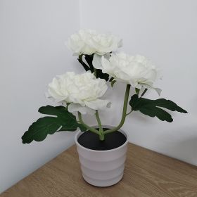 Simulated Peony Pot Planting Lamp (Color: White)