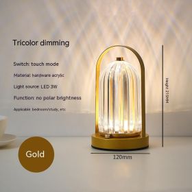 Metal Table Lamp Outdoor Camping Portable (Option: A Gold-USB)