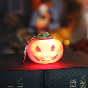 Electric Candle Lamp Decoration Portable (Option: Green Leaf Pumpkin Keychain)