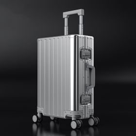 Fashion All-aluminum Magnesium Alloy Luggage (Option: Silver-26inches)