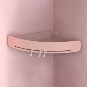 Wall-type Non-perforated Toilet Corner Plastic Storage Basket (Color: Pink)