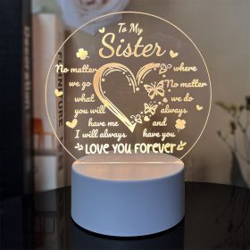 Creative 3D Night Heart Shaped Blessing Language USB Small Table Lamp (Option: Color1-Monochrome USB)