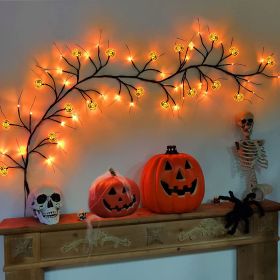 Halloween LED Willow Vine String Light Cool Cartoon Bat Pumpkin Decoration For Indoor Outdoor Party House Decor (Option: 18Pumpkin Rattan Lanterns)