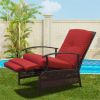 Patio Recliner Chair with Cushions,Outdoor Adjustable Lounge Chair,Reclining Patio Chairs with Strong Extendable Metal Frame for Reading,Garden,Lawn (