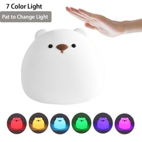 Child Led Night Silicone Light, USB Rechargeable Touch Sensor Colorful Lamp For Kids, Bedroom Bedside Touch Animal Bear Lantern Table Lamps Children's (Option: Tap)