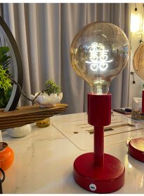 Solid Wood Base Bulb Wedding Favors Charging Lamp (Option: Red Base 2300K Warm Yellow-125x350mm)