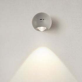 Creative Bedside-use Wall Lamp Punch-free Magnetic (Option: Gray-Charging Switch Button Type)