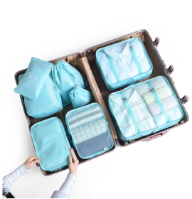 Storage Bag Luggage Shoe Drawer Pocket Travel Organizer (Option: Set of Eight Bright Blue)