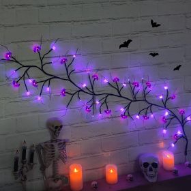 Halloween LED Willow Vine String Light Cool Cartoon Bat Pumpkin Decoration For Indoor Outdoor Party House Decor (Option: 18Bats Vine Lanterns)