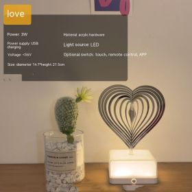 Creative Three-dimensional Rotating Ambience Light Bedroom (Option: 16 Remote Control-Love-USB)