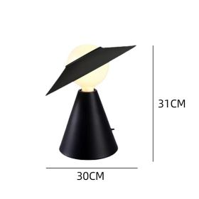 Straw Hat Glass Lamp Study And Bedroom Decoration (Option: All Black-UK)